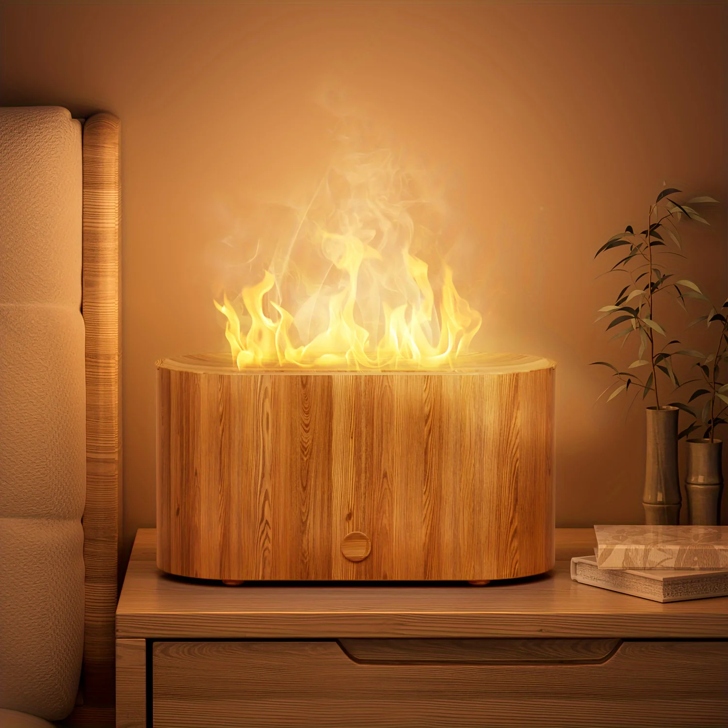 مُرطب هواء صغير أنيق بتصميم لهب، مزود بوظيفة نشر ر...