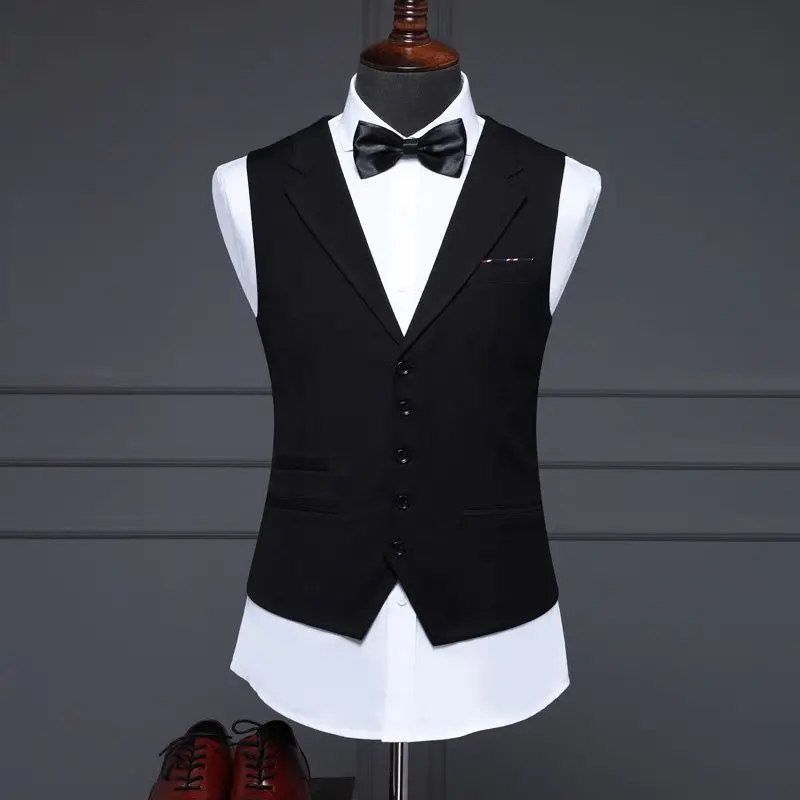 Suit Collar Men's Suit Vest Men's Vest Trendy Business Lapel Without Ironing Slim Professional Horse Clip
