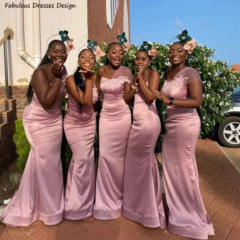 

Кружевное длинное платье подружки невесты с аппликацией, прозрачное женское платье с одним открытым плечом, юбка-годе для гостей свадьбы, официальное платье для подружки невесты