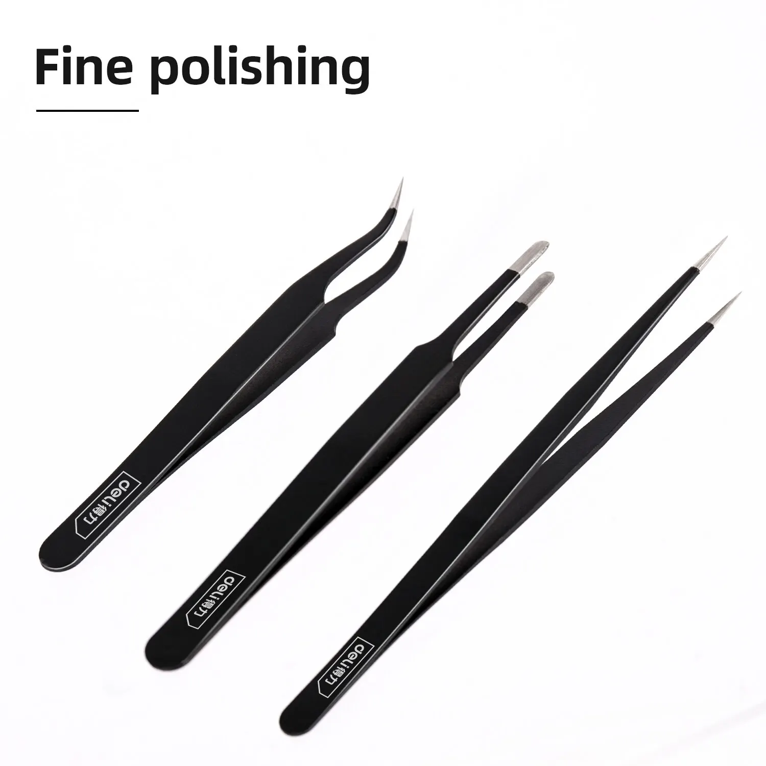 Deli Tweezers Stainless Steel Professional Maintenance Tool Sharp Curved And Flat Three In One Art Makeup Tool precision tweezers tweezer tool