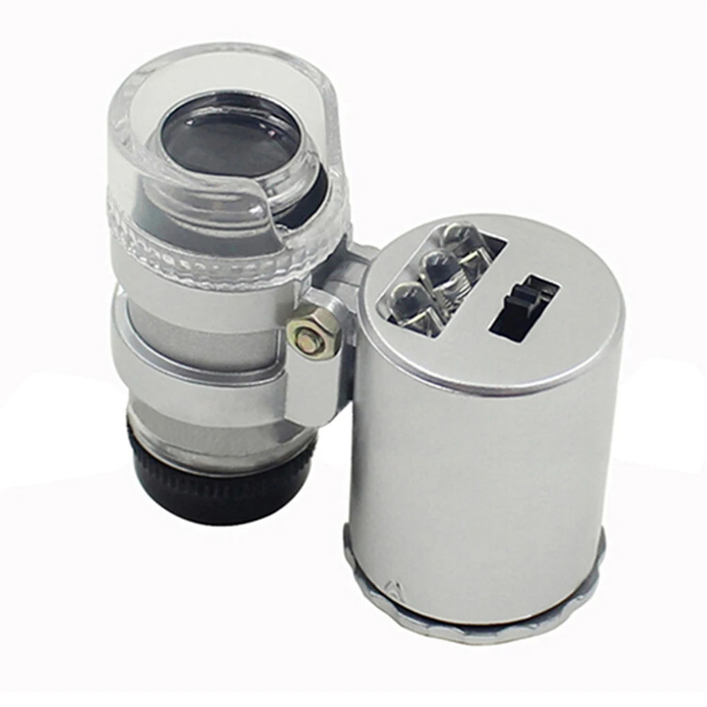 Portable Mini Pocket 60X Microscope Handheld Magnifying Glass Loupe UV Light Currency Detector Jeweler Magnifier with LED Light 2