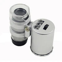 Portable Mini Pocket 60X Microscope Handheld Magnifying Glass Loupe UV Light Currency Detector Jeweler Magnifier with LED Light 2