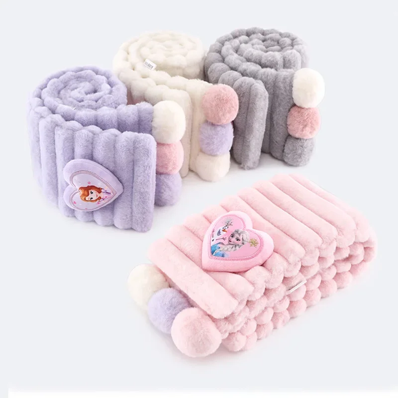 Disney Frozen Series Scarf Women Cute Elsa Keep Warm Scarf Girls All-match Plush Soft Cartoon Neckerchief Kids Winter Party Gift