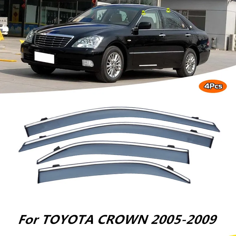 

For TOYOTA CROWN 2005-2009 Accessories Outer Trim Chrome Window Roof Sun Rain Shade Vent Visor Spoiler Wing Window Visor