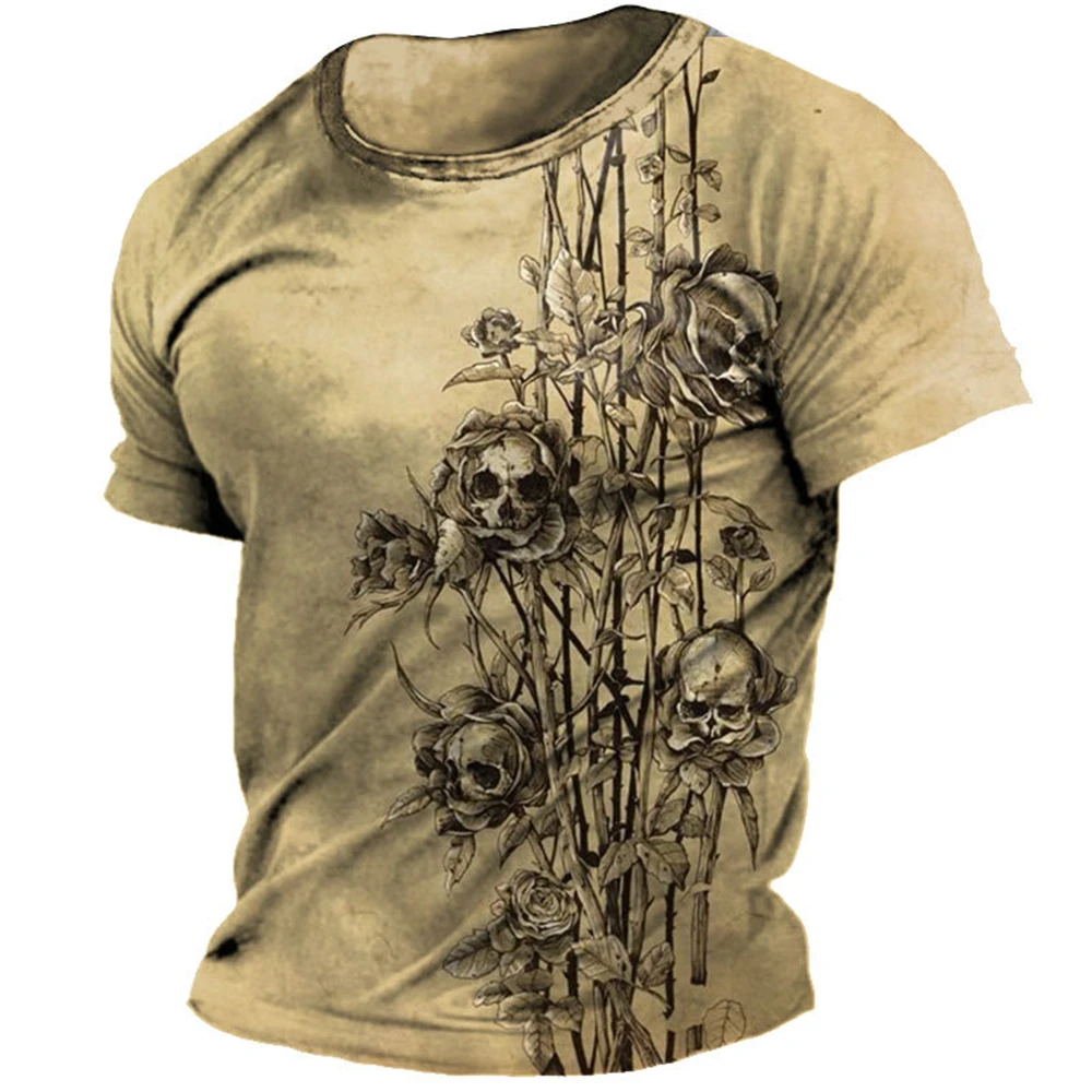 

Punk Style Skull Plant T Shirts For Mens 3D Print Short Sleeve Top Casual Boys T-shirt Loose Tee Shirt Men Vintage Clothing