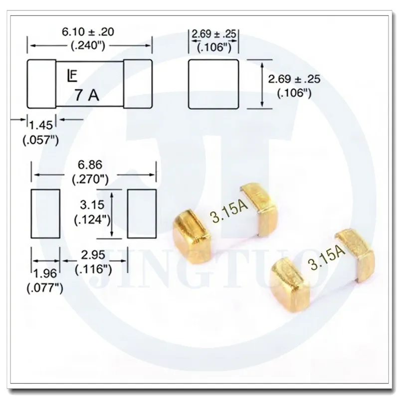 SMD 패치 블로운 퓨즈 2410 1808 6125 슬로우 멜트 125/250V 0.16/0.25/0.375/0.5/1.25/3.15/6.3/8/12/25/30/40A