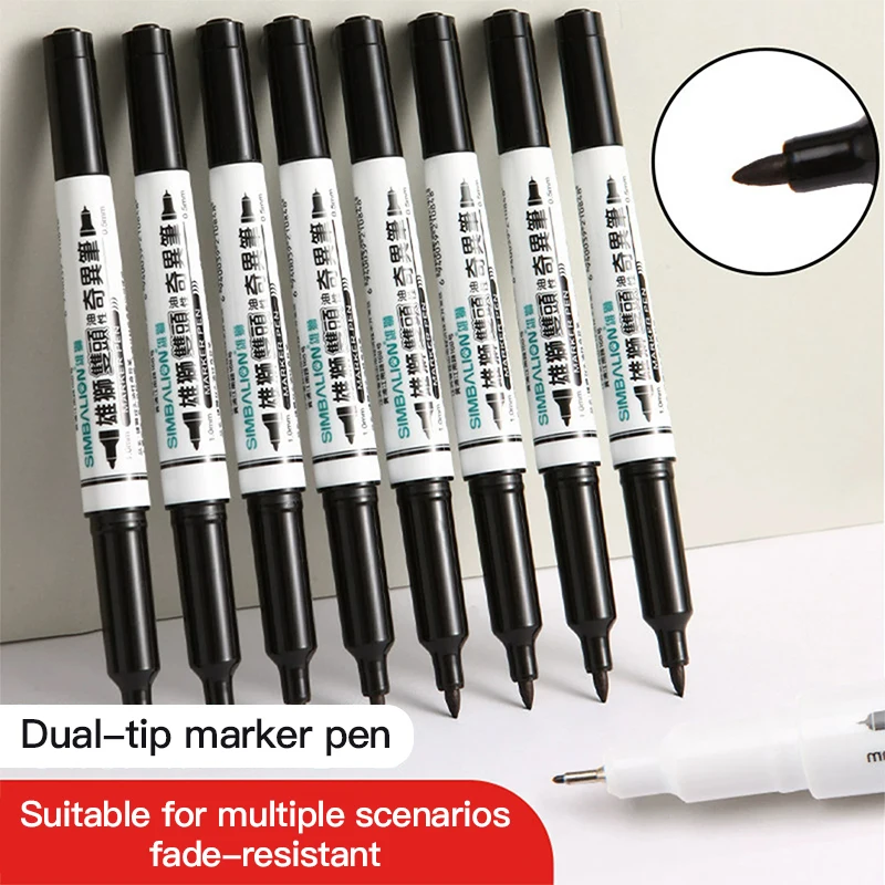 3/48 Pcs 방수 마커 펜 오일 영구 듀얼 팁 0.5/1.0mm 펜촉 블랙 페인팅 마커 펜 세트 아트 스쿨 오피스 문구