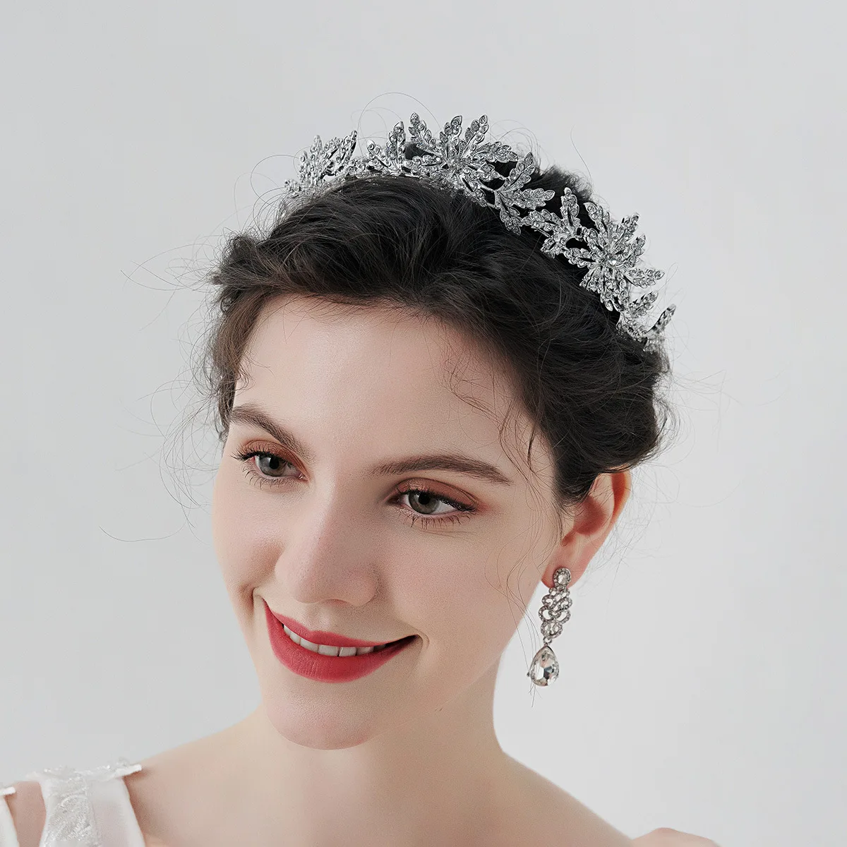 

quinceanera coranas Bridal Jewelry Sets for Women Wedding Crown Earrings Tiaras Set Necklace Bride Crown Jewelry Set