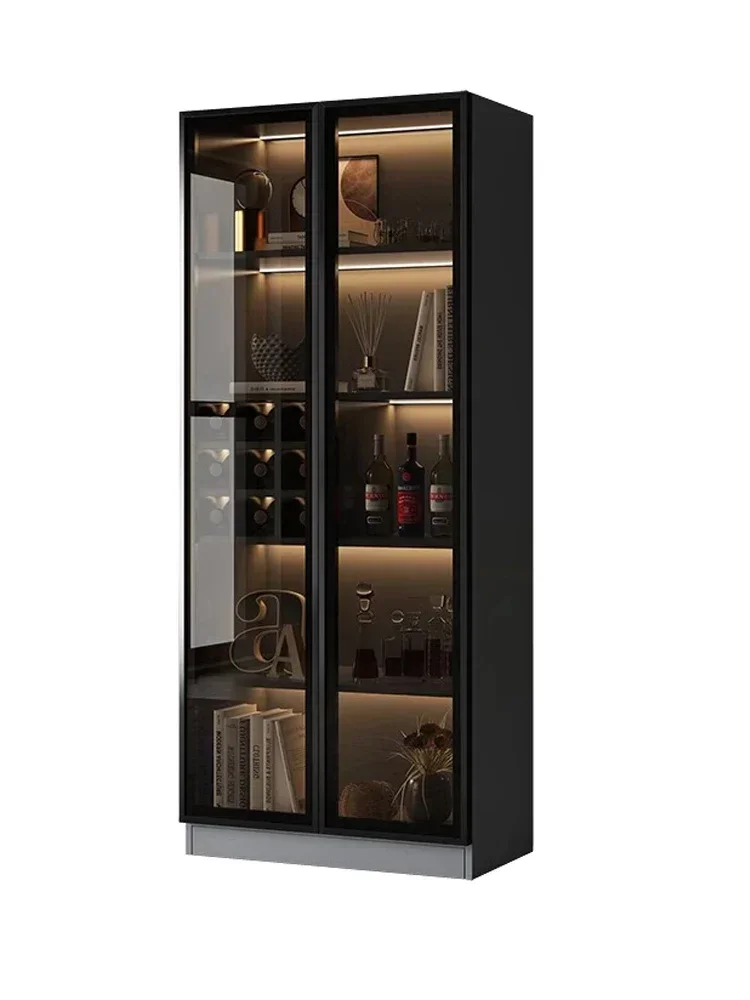 Vitrina de vino vidrio para el hogar estante pared para sala estar casillero lujo ligero Simple