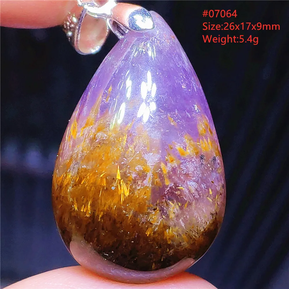 Natural Cacoxenite Purple Rutilated Red Auralite 23 Pendant Canada Gemstone Necklace Crystal Water Drop Jewelry AAAAA pendant necklace