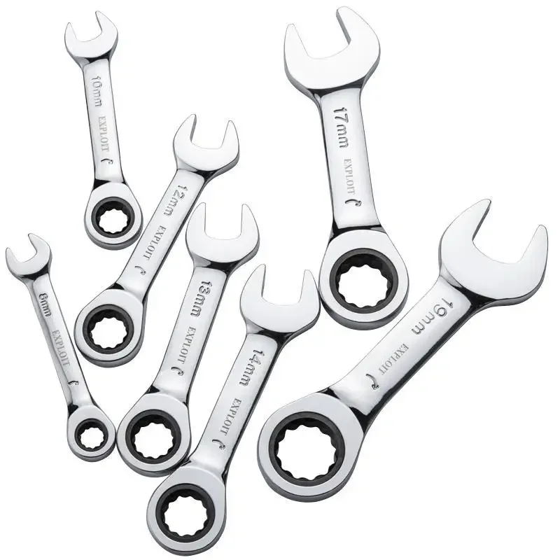 

Labor saving short handle quick ratchet wrench, mobile wheel, car wrench tool set, double end open end plum blossom combination