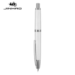 JINHAO Retractable Metal Fountain Pen with Clip and Converter - School Supplies Stationery - F (Pearl White)