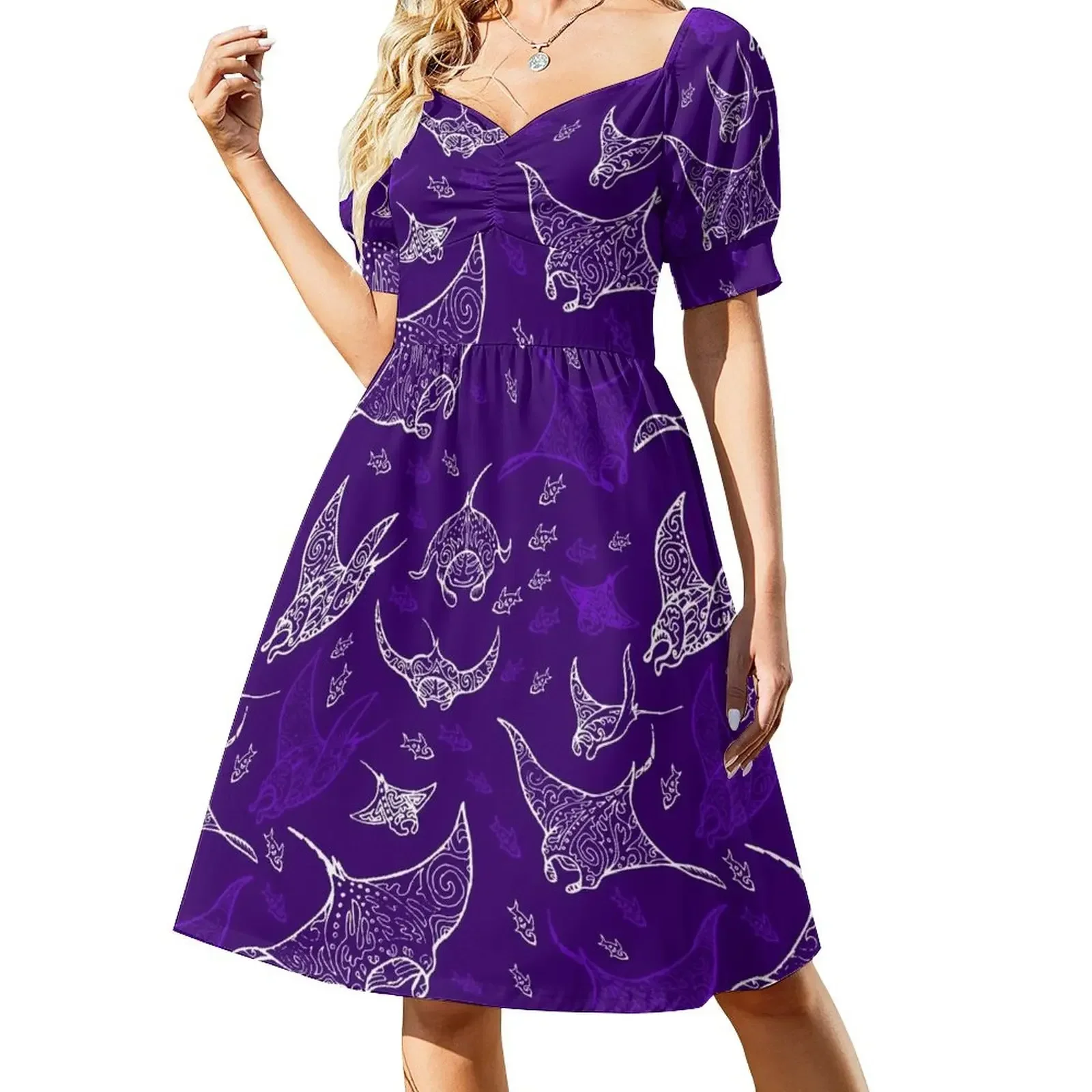 thumbnail image 1 of Manta ray and Vestido de manga corta vestidos de mujer elegantes y bonitos vestido para mujer verano, 1 of 8