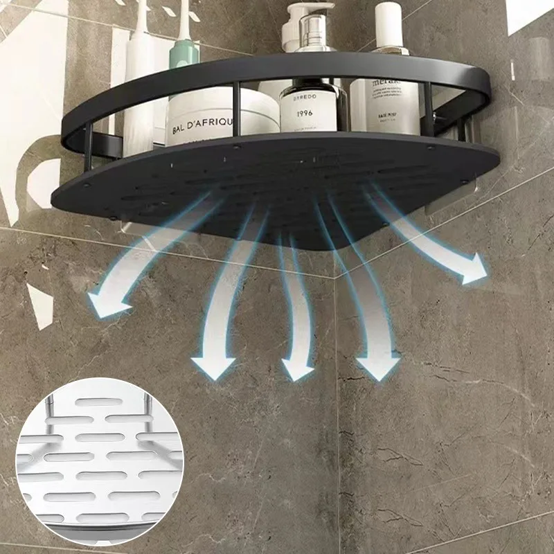 Bathroom Storage Rack No Drill Shelves Wall Mount Corner Shelf Shower Holder For WC Shampoo Organizer Bathroom Accessories 5