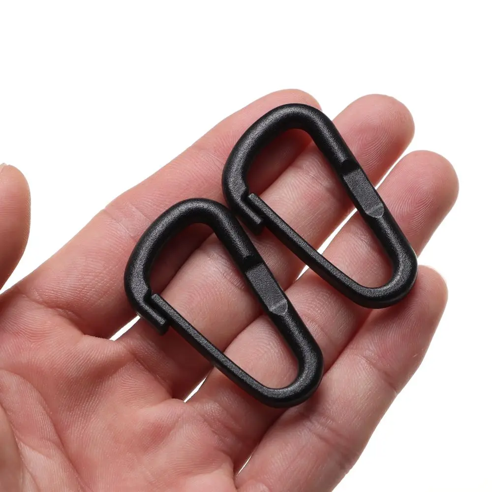 10 stücke Schwarz Kunststoff Nylon D Karabiner Outdoor Frühling Snap Clip Wasser Flasche Haken Schlüsselbund Klettern Camping Wandern Quickdraws