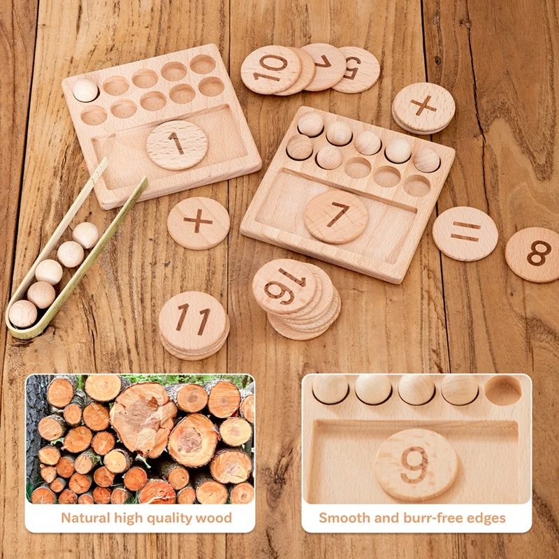 Montessori Kids Wooden Cognitive Ten Grid Number Counting Math Game Educational Toys For Kids Early Childhood Preschool Training 4