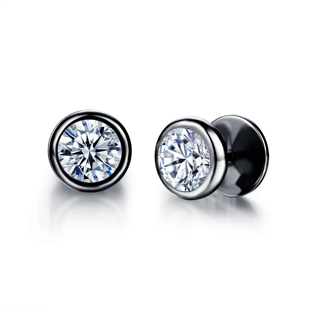 DARHSEN Earing for Men Silver color Stainless Steel Boy Male Stud Earrings Charms Fashion Jewelry White Black 2