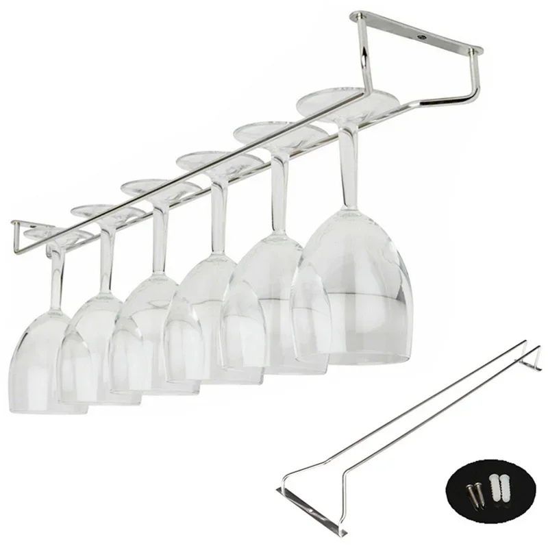 Gold Silver High quality useful Stainless Steel Wine Rack Glass Holder Hanging Bar Hanger Shelf