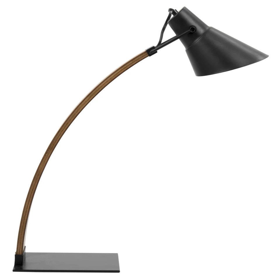 Noah Mid Century Modern Walnut Black Table Lamp
