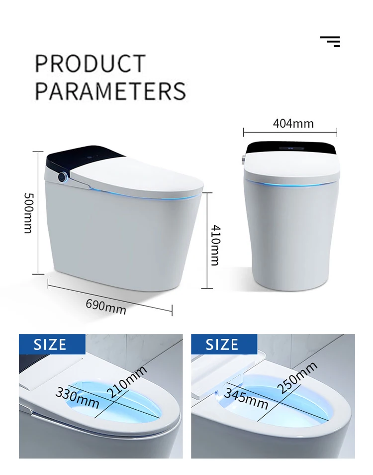 Description Picture 5 of itemYYHC Top quality modern 110V/220V electric intelligent one piece closestool bathroom wc white toilet bowl automatic smart toilet