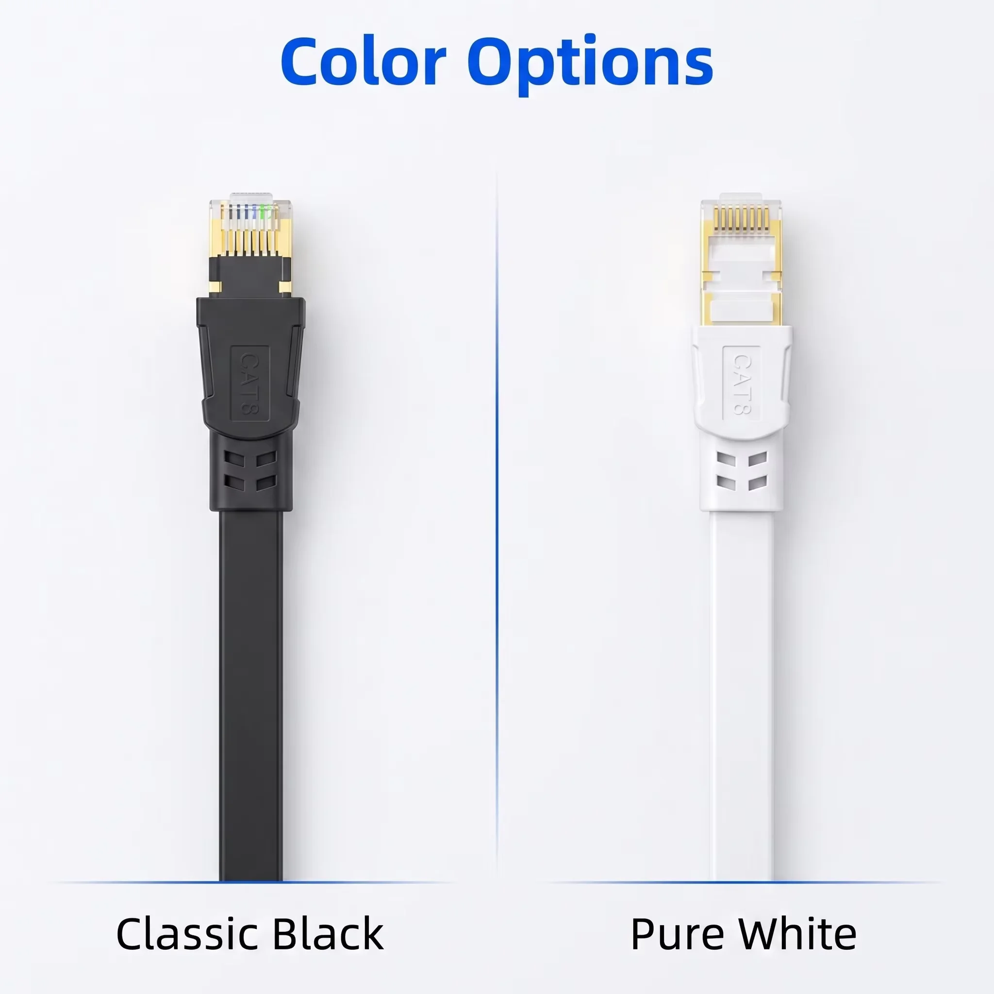 Premium High-Speed Flat Ethernet Cable – Gold-Plated RJ45 for Gaming and Home Office Network Connection