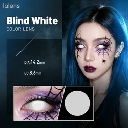 Vibrant Green Mesh Cosplay Contact Lenses - Perfect for Halloween & Party Role Play (Blind White)