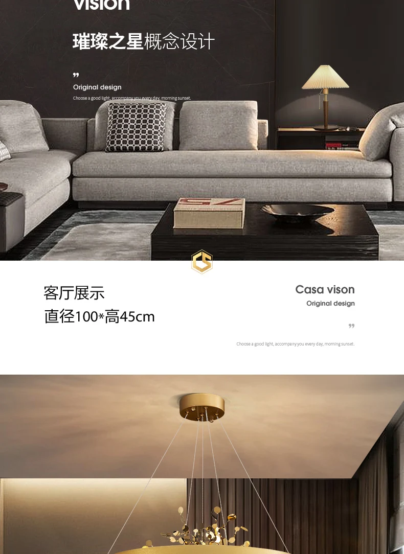 Description Picture 6 of itemModern Art Ring LED Pendant Lights Living Room Table Restaurant Chandelier Bedroom Coffee Interior Home Decor Gold Light Fixture