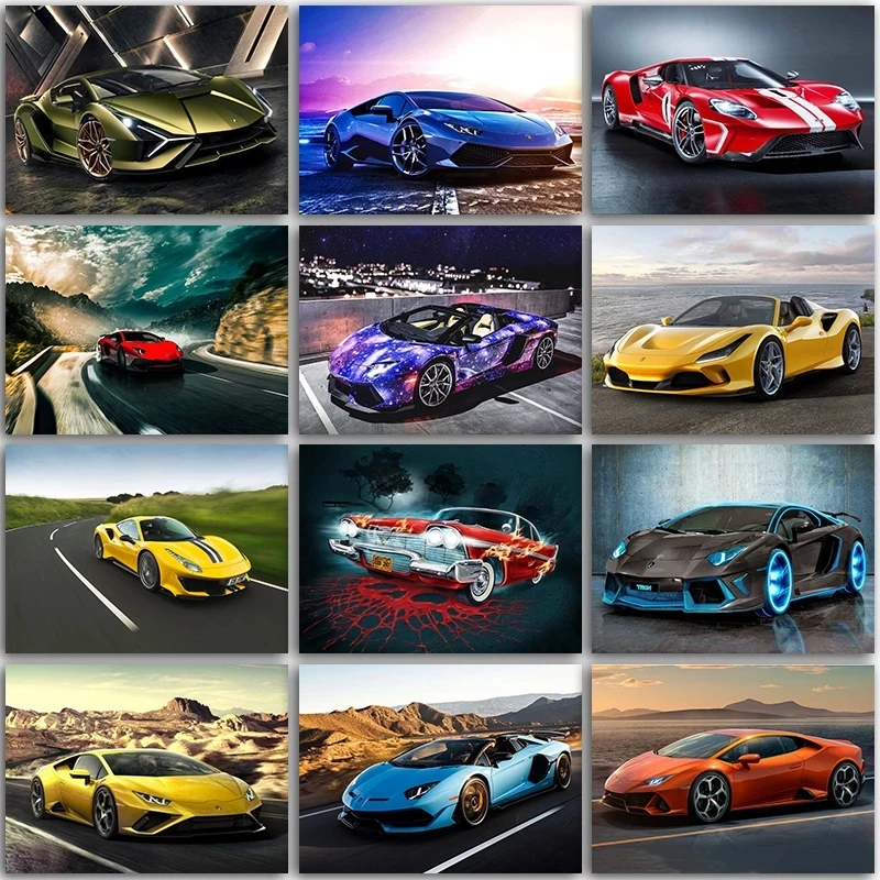 Canvas Painting Sports Car Ferrari Lamborghini Poster Hd Print Canvas Painting Wall Art Pictures For Room Home Decoration Cuadro