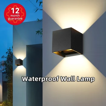 AC110-265V 모던 스퀘어 LED 벽 램프, 실내 벽 조명, IP65 방수 알루미늄 스콘스, 거실 계단 조명, 6W, 12W