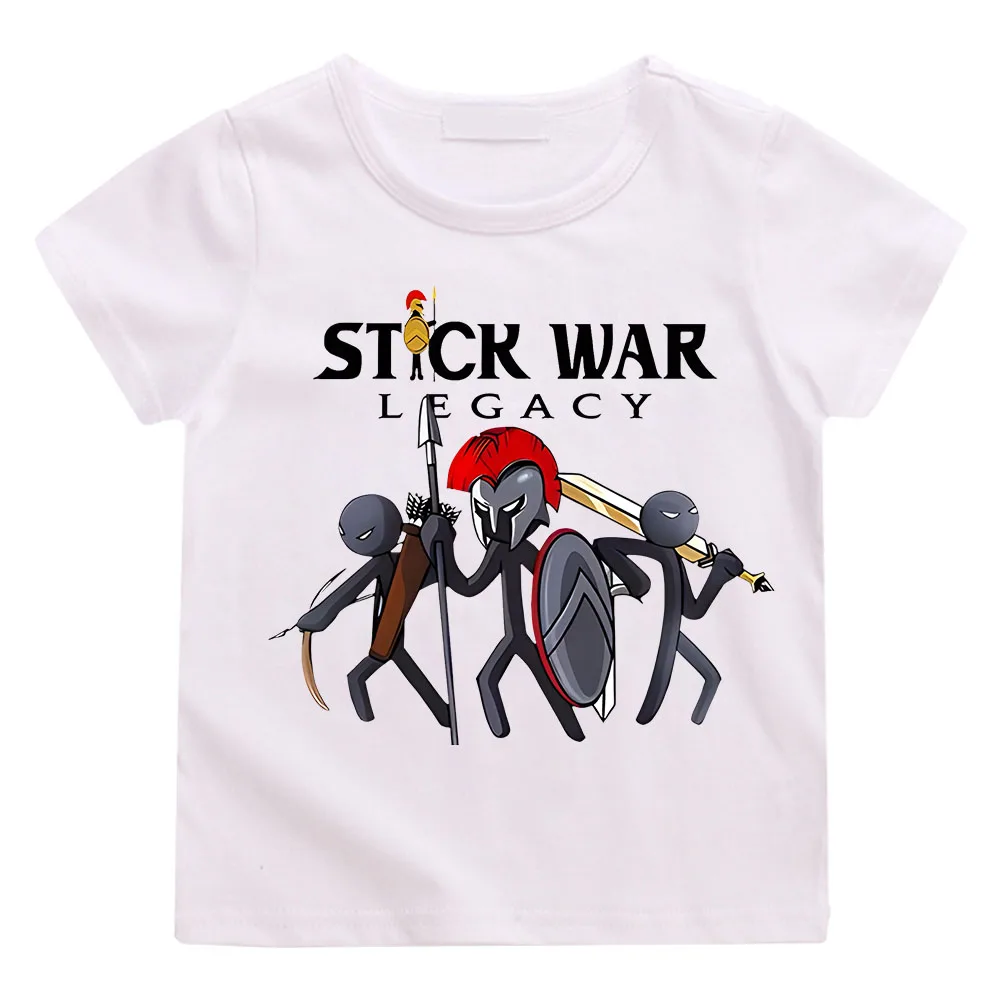 Hot Game Stick War Cartoon Graphic T-shirt Kids Baby Girls Cartoon Short Sleeve Clothes Boys Streetwear Soft Camisetas Tee-shirt 2