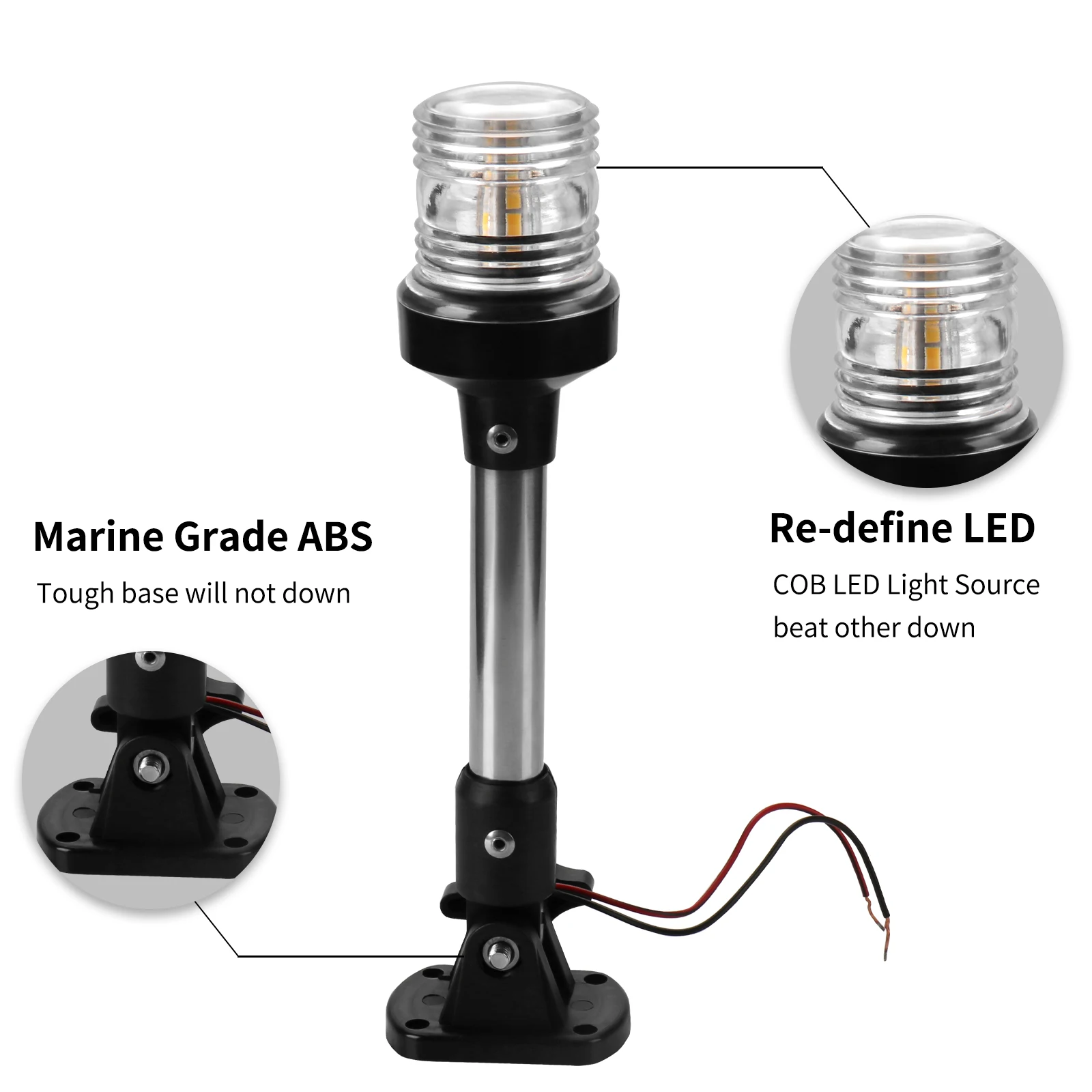 

9 Inch HD Fold Down Anchor Light LED лодк Navigation Light for Yacht Boat Stern Boot Accessories Marine 12V Sailing Signal Light