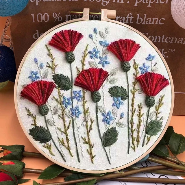 Embroidery Kit with Patterns and Instructions DIY Beginner Cross Stitch Kits  for Adults Clothes Women Flower Hoops Color Thread - AliExpress