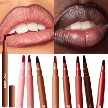 Matita per labbra in velluto marrone Matita per labbra opaca nuda impermeabile Tazza antiaderente Matita per labbra rosso ciliegia Penna per contorno labbra Rossetto Trucco per donna