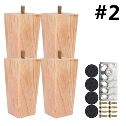 Set of 4 Solid Wood Square Furniture Legs for Sofa, Cabinets, Beds, and Tables (Wood 10cm)