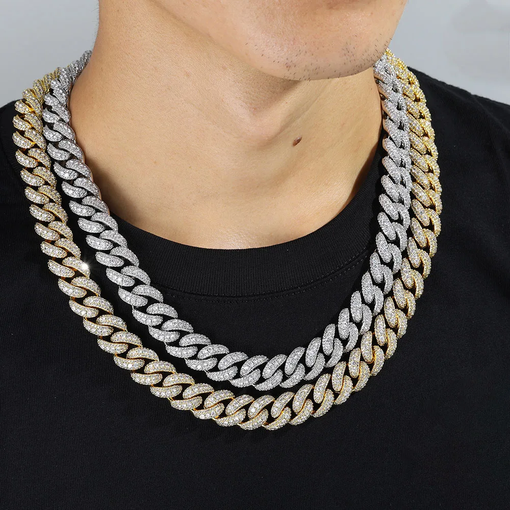 Hip Hop Jewelry for Men 15mm Iced out Diamond Cuban Chain