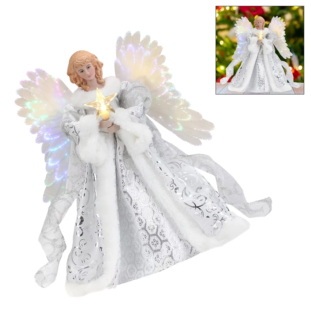 Angel Tree Topper Pendant Christmas Tree Topper Decorative Lights Reusable Festival Theme Xmas Holiday Party Decoration christmas tree decoration
