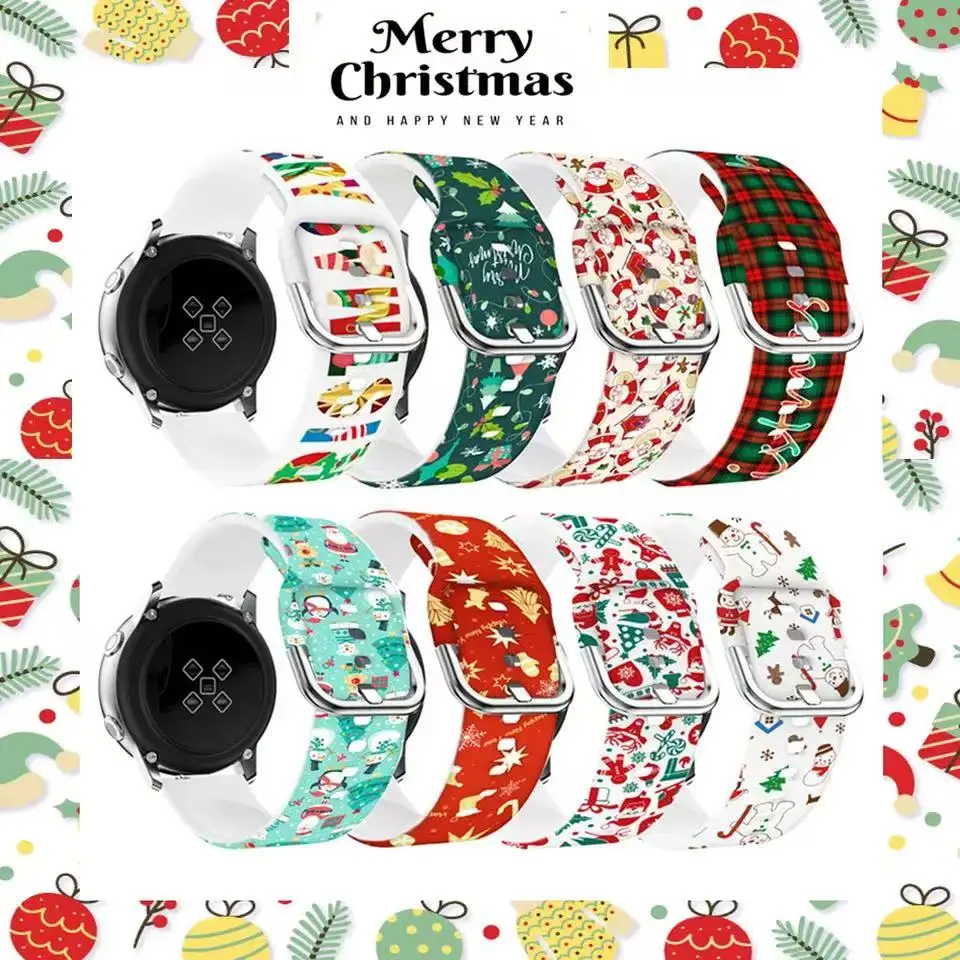 Festive Silicone Strap for Smartwatches - 22mm Christmas Edition Watchband