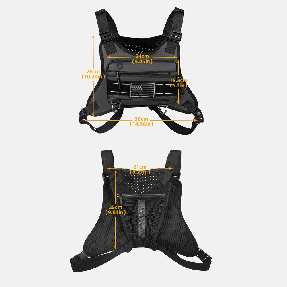 Unisex Sports Chest Bag with Adjustable Straps Lightweight Front Vest Bag Large Capacity Outdoor Cycling Climbing Bag 6