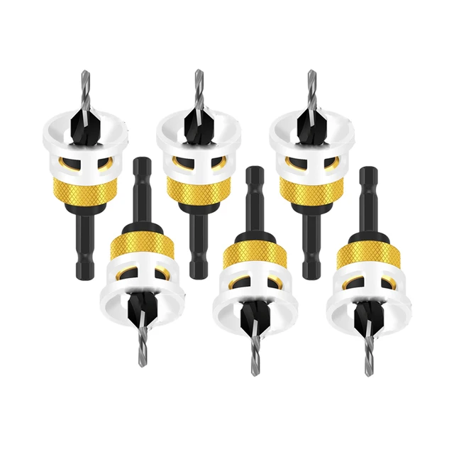 Set 6 Punte Svasatrici Per Legno - Trapano A Gradino HSS Con Arresto Profondità Per Viti - Foto 7