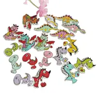 50pcs Mixed Style dinosaur Buttons For Handmade wooden buttons Craft Fit Sewing And Scrapbooking Accessories 2 Holes 1