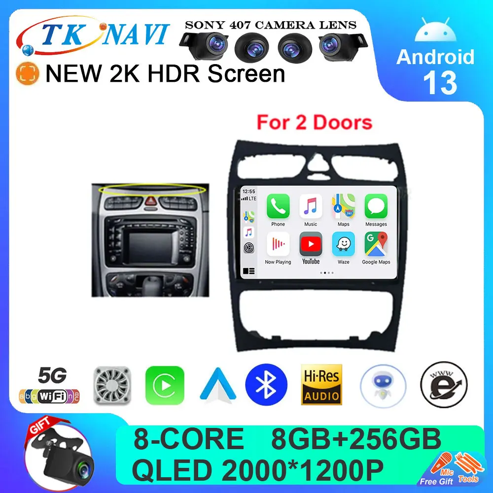 

Android 13 Radio For Mercedes Benz Klasa C W209 C200 C320 C350 CLK W203 2002 - 2005 Multimedia Samochodu GPS DSP Navigation BT