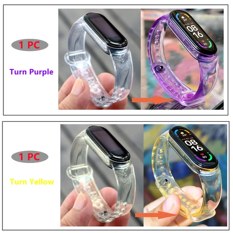 Color Change Strap For Xiaomi Mi band 5 6 Replacement Smart watchband Bracelet for Mi band 6 5 Strap Wristbands Pulseira
