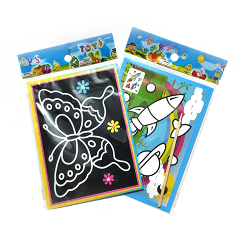 10pcs Children Scratch Painting Colorful Drawing Toys DIY Paper Cartoon Art Supplies Handmade Graffiti Kid Birthday Gifts TMZ 6