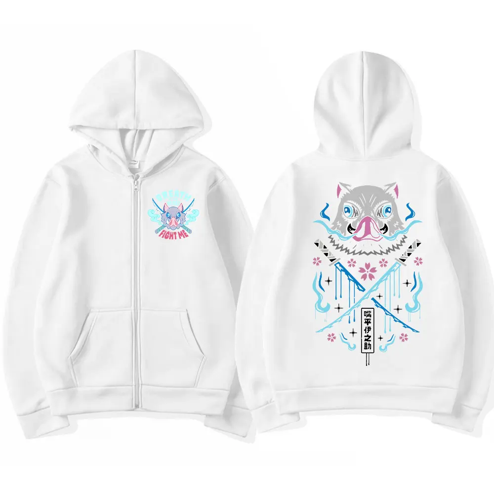 Discover Sudadera con capucha de Anime demon para hombre y mujer, Sudadera con cremallera para Anime fan Kimetsu No Yaiba, Inosuke