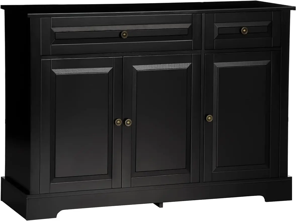 

Sideboard Buffet Cabinet, Modern Kitchen Cabinet with 2 Drawers and Adjustable Shelves, Coffee Bar Cabinet, Black / Grey / White