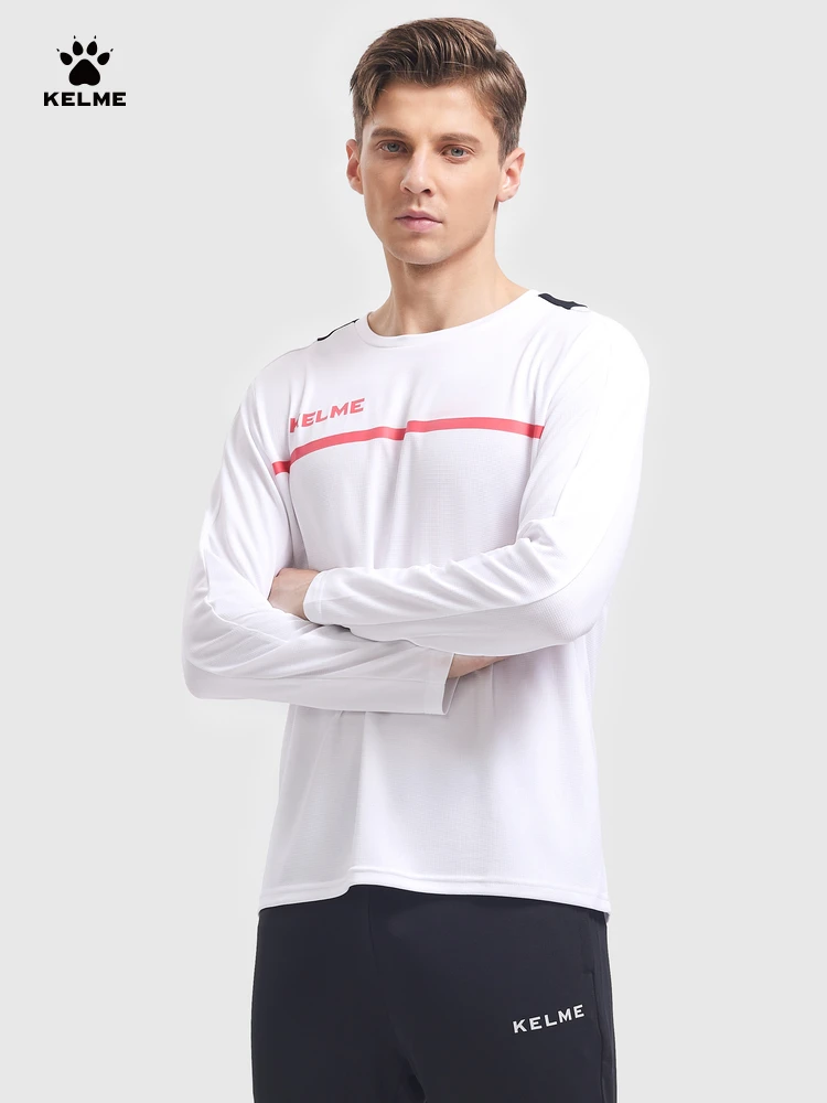Mens Shirts KELME long sleeve T-shirt men's spring football sport tops round neck professional running training clothes