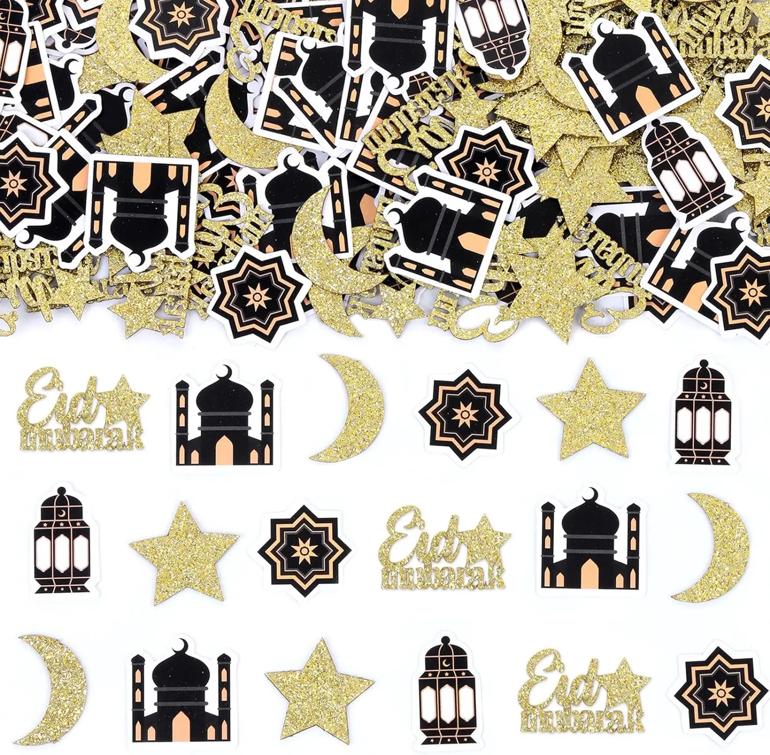 

Eid Mubarak Confetti, Crescent Moon Stars, Muslim Castle, Ramadan Mubarak Decor for Eid Celebrations, Al-Adha Party