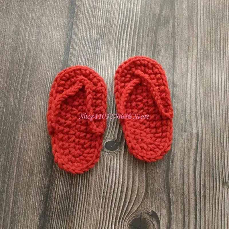 R6FD niedliche häkierte Flip-Flops für Neugeborene Fotografie Schießstärke Pantoffeln – Detail 8