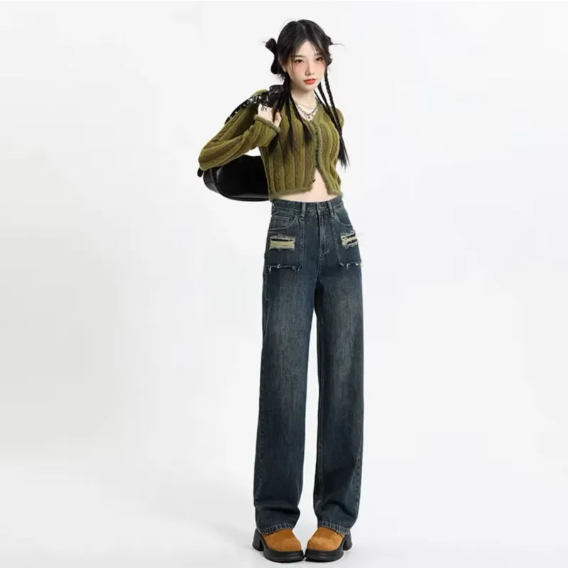 Narrow Edition Wide Leg Jeans For Women In Summer, New Design Sense, High Waist, Loose Fitting, Slim Straight Pants, Summer