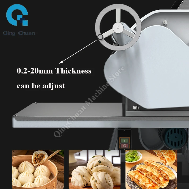 Dough Sheet Press Machine Stainless Steel Vertical Electric 3800W Commercial Dough Roller Kneading Pasta Maker